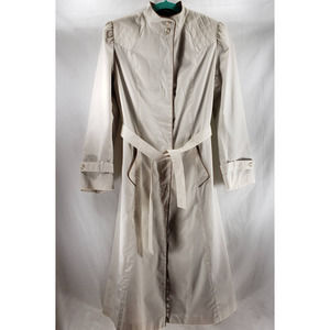 Womens Vintage Windy Weather Size 8 Trench Coat Cream Puff Sleeve Button-Down